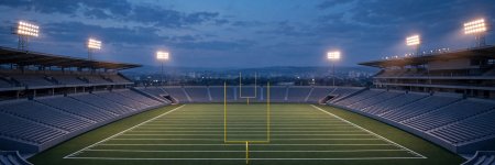 Symbolic illustration of an American football stadium at dusk Symbolic illustration of an American football stadium at dusk